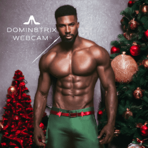 A muscular black man with a bare chest, radiating strength and confidence, embodies the allure of dominance during the festive season. The image invites fantasies of empowerment and surrender, adding a touch of intrigue to the holiday spirit. ðŸŽ„ðŸ’ªâœ¨ #DominanceFantasy #ChristmasPower