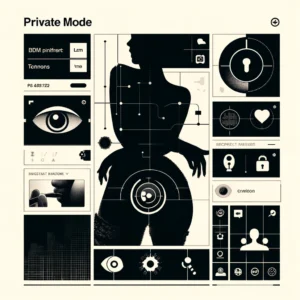 Intimate Encounters: The Private Mode Setting on BDSM Webcam Platform Sophisticated representation of Private Mode on a BDSM webcam platform, highlighting one-on-one interaction through shadows and silhouettes.