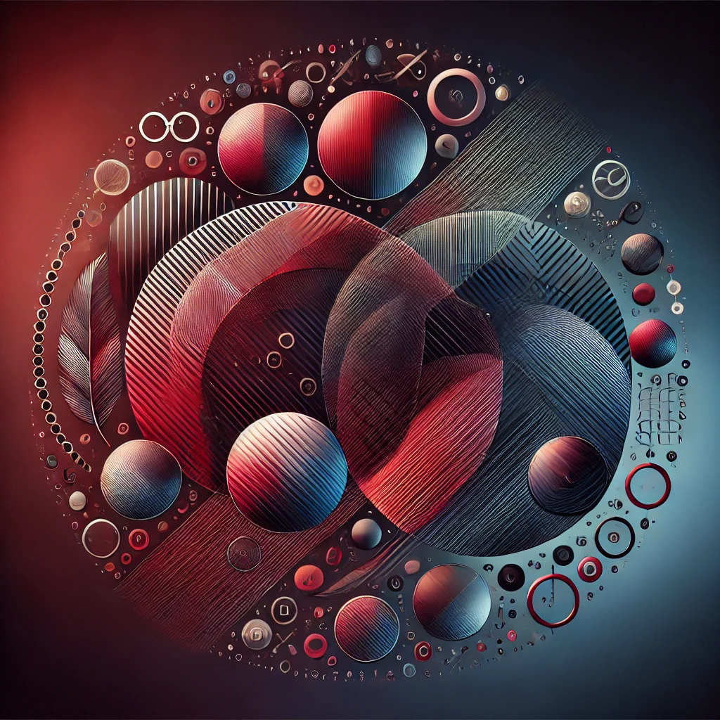 Exploring Webcam Fetishes and Kinks: Blurred Lines and Boundaries Abstract representation of the blurred lines between fetishes and kinks, with overlapping shapes in red and blue tones symbolizing distinction and unity.