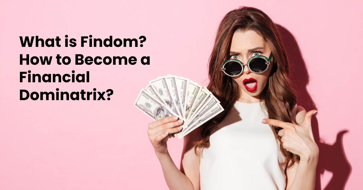 A confident findomme holding a fan of currency notes, symbolizing control and financial dominance.​