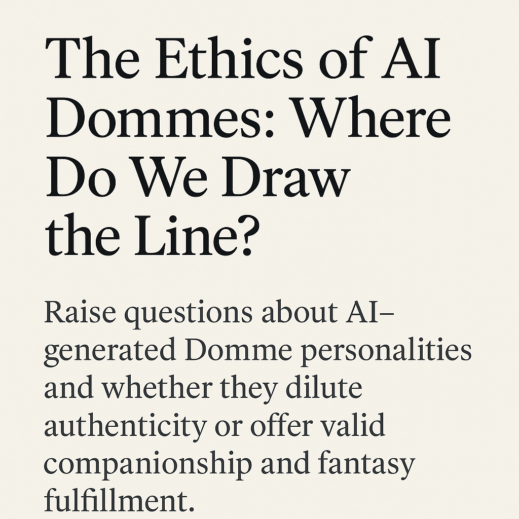 The Ethics of AI Dommes Where Do We Draw the Line Text-based image featuring the blog title and subtitle on a neutral background.